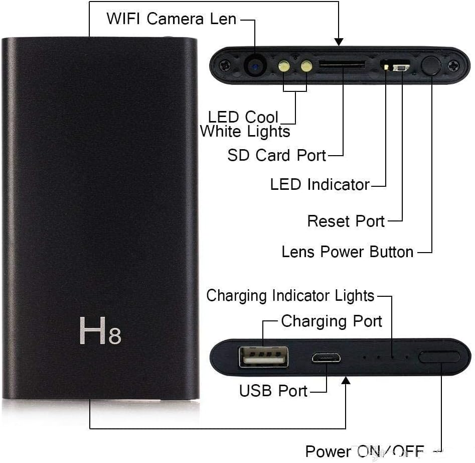 1080P 5000mAh Portable Power Bank WiFi Tersembunyi Mudah Alih Kamera Pengasuh, Kamera Perisik Mini Sempurna untuk Pejabat Rumah dan Penggunaan Luar