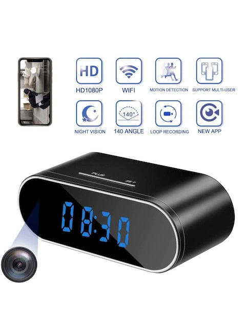 Hidden Camera Clock with HD 1080P WiFi Spy Camera Alarm Clock with Night Vision and Motion Detection Wireless Nanny Camera for Home Office Security