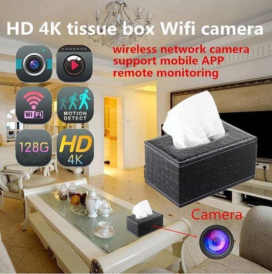 Wifi Spy Camera Tissue Box, 1080P Hidden Mini Camera, Nanny Camera with Long Life Battery, Home Security Body Camera