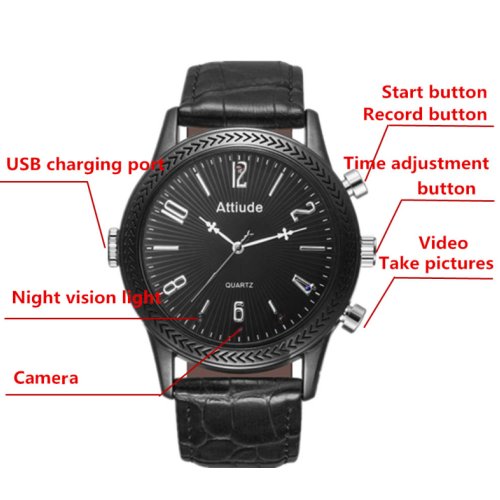 Spy Watch Camera, Portable Camera Spy Watch Hidden Camera that Records Video and Audio, Mini Hidden Spy Camera 32G Built-in Memory, Mini Body Camera with Time Display.