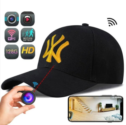 Full HD 1080P WiFi Hidden Camera Baseball Cap with Night Vision and Remote Viewing Function, Nanny Camera Surveillance for Indoor and Outdoor Security like Cycling, Walking and Traveling